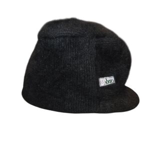 5bac Black Wool & Angora Blend Knit Newsboy Hat – Fuzzy Slouchy Cabbie Cap